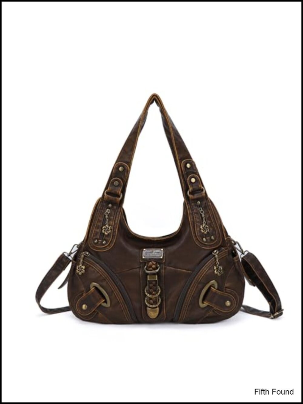 Angel Kiss Large Hobo Shoulder Bag Washed PU Leather Satchel Purse for Women